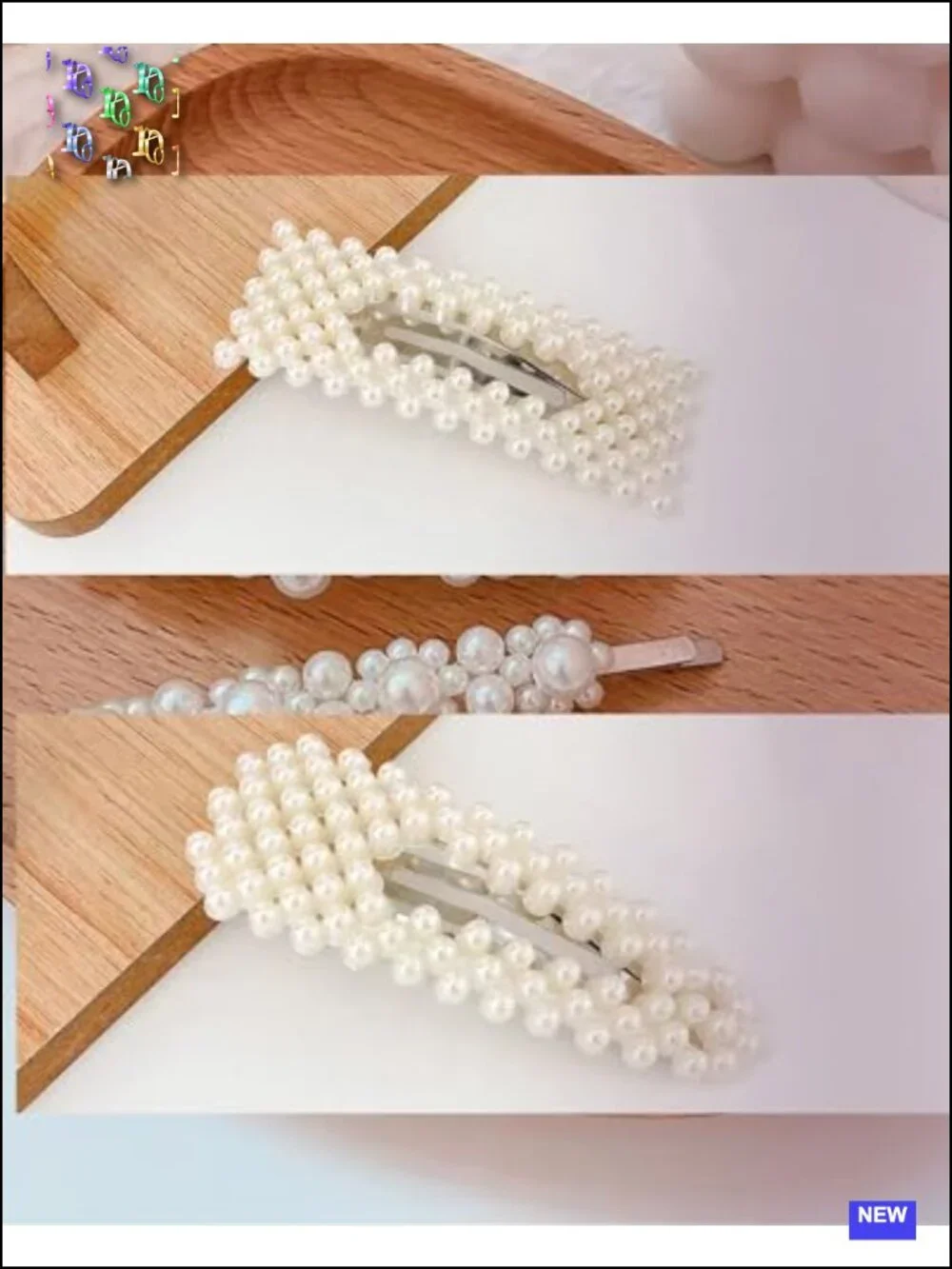 8 Pcs Pearl Hair Clips Resin Metal Alloy Barrette Set for Women